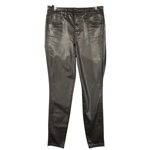 Kut from the Kloth Donna Fab Ab High Rise Ankle Skinny Coated Pants Black Size 2